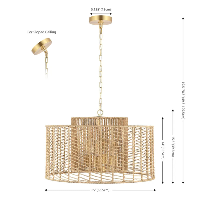Suspension extensible Jolanda de SAFAVIEH Lighting - 63,5 cm L x 63,5 cm P x 51-200,7 cm H
