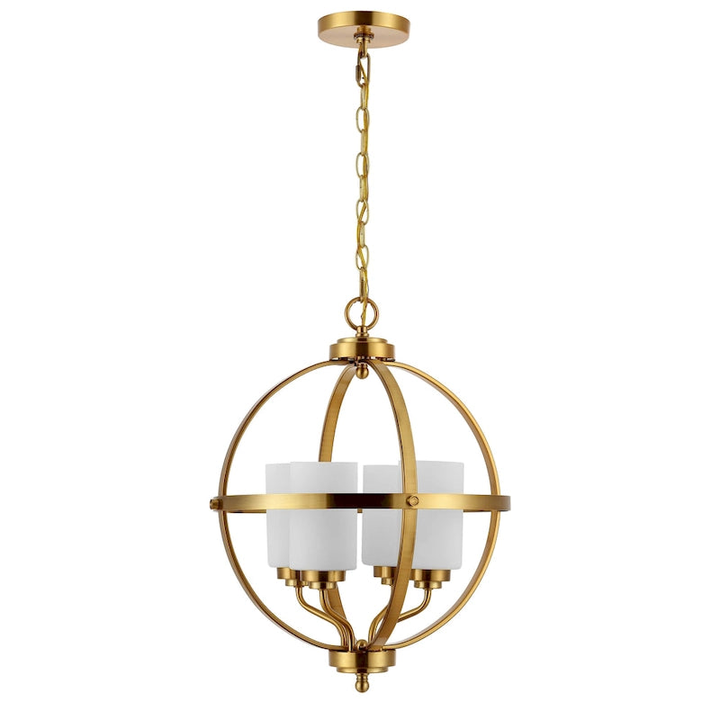 Suspension réglable Maribelle à 4 lumières LED de SAFAVIEH Lighting - 17 po L x 17 po l x 26-98 po H