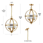 Suspension réglable Maribelle à 4 lumières LED de SAFAVIEH Lighting - 17 po L x 17 po l x 26-98 po H
