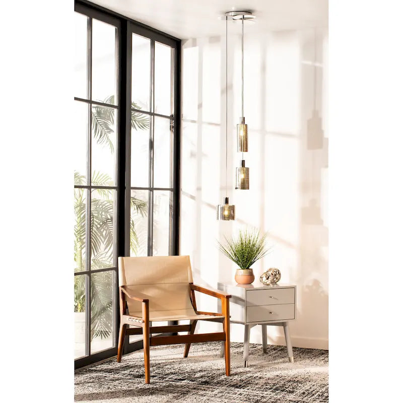 SAFAVIEH Lighting Akila Pendant - 13.8 x13.8 x26.5-80.5  - Grey/Light Grey - 14Wx14Dx81H