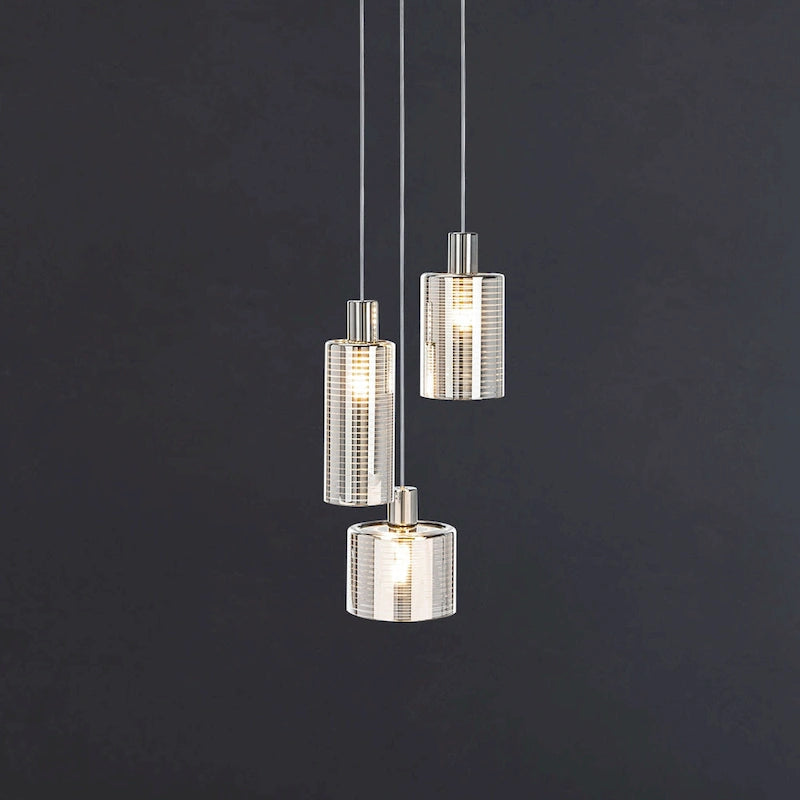 Suspension Akila de SAFAVIEH Lighting - 13,8 x 13,8 x 26,5-80,5 cm - Gris/Gris clair - 14 cm (L) x 14 cm (P) x 81 cm (H)