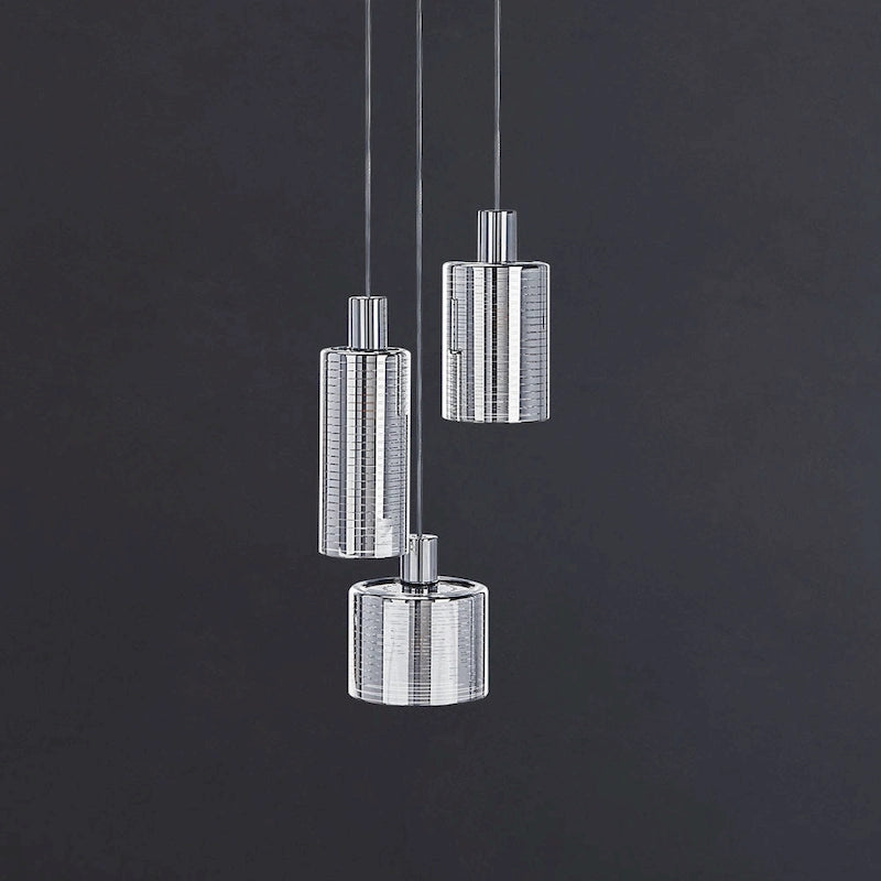 Suspension Akila de SAFAVIEH Lighting - 13,8 x 13,8 x 26,5-80,5 cm - Gris/Gris clair - 14 cm (L) x 14 cm (P) x 81 cm (H)