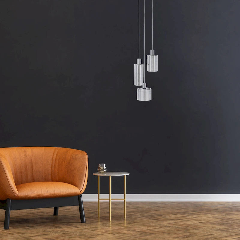 Suspension Akila de SAFAVIEH Lighting - 13,8 x 13,8 x 26,5-80,5 cm - Gris/Gris clair - 14 cm (L) x 14 cm (P) x 81 cm (H)