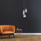 Suspension Akila de SAFAVIEH Lighting - 13,8 x 13,8 x 26,5-80,5 cm - Gris/Gris clair - 14 cm (L) x 14 cm (P) x 81 cm (H)