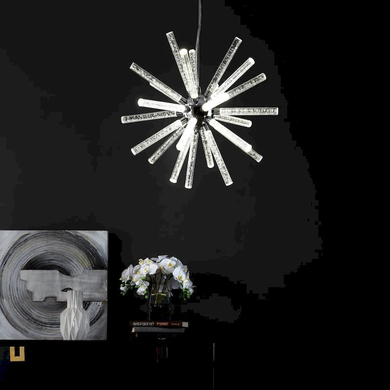 Suspension LED réglable SAFAVIEH Lighting Gerfriede 84 pouces, style Sputnik moderne - 19 po L x 19 po l x 22-84 po H