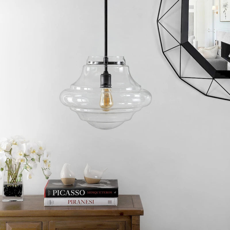 Suspension LED réglable Kyrah de SAFAVIEH Lighting, finition bronze huilé - 15 cm (L) x 15 cm (l) x 20,5-50,5 cm (H)