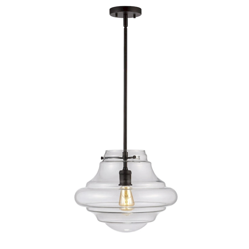 Suspension LED réglable Kyrah de SAFAVIEH Lighting, finition bronze huilé - 15 cm (L) x 15 cm (l) x 20,5-50,5 cm (H)