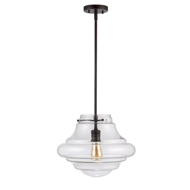 Suspension LED réglable Kyrah de SAFAVIEH Lighting, finition bronze huilé - 15 cm (L) x 15 cm (l) x 20,5-50,5 cm (H)