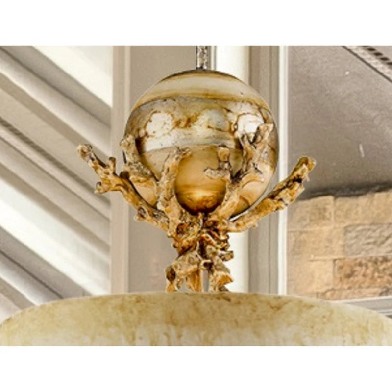 Suspension de cuisine avec abat-jour tambour ivoire, or et argent par Lucas McKearn