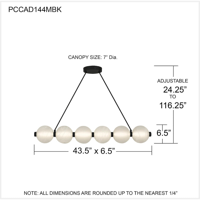 Lustre linéaire Clarendon à DEL intégrées, noir mat