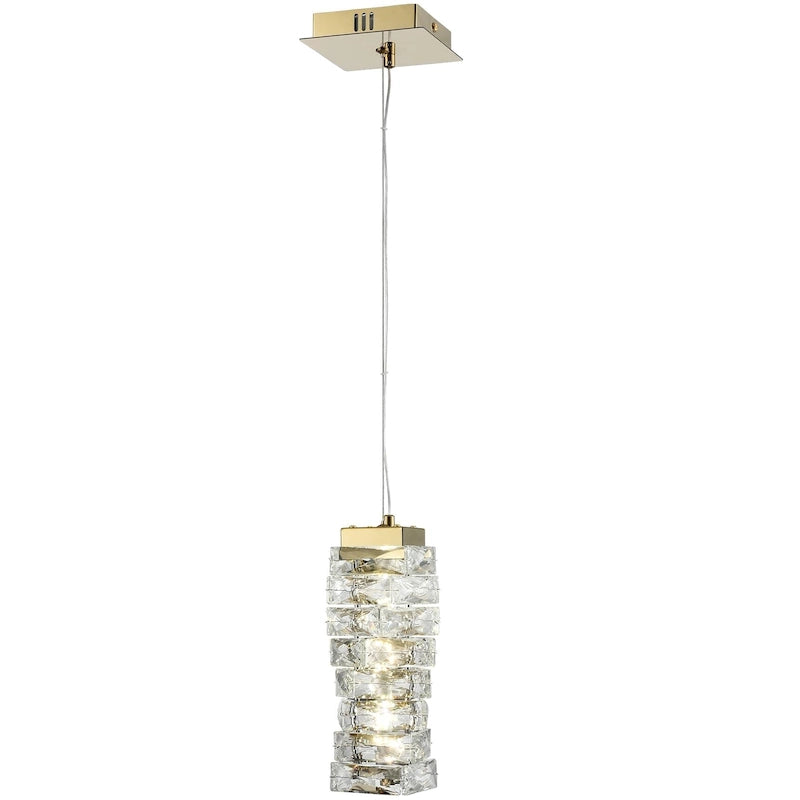 Suspension moderne Burano Mini Crystal, LED dorée 8 W, 4000 K - Laiton