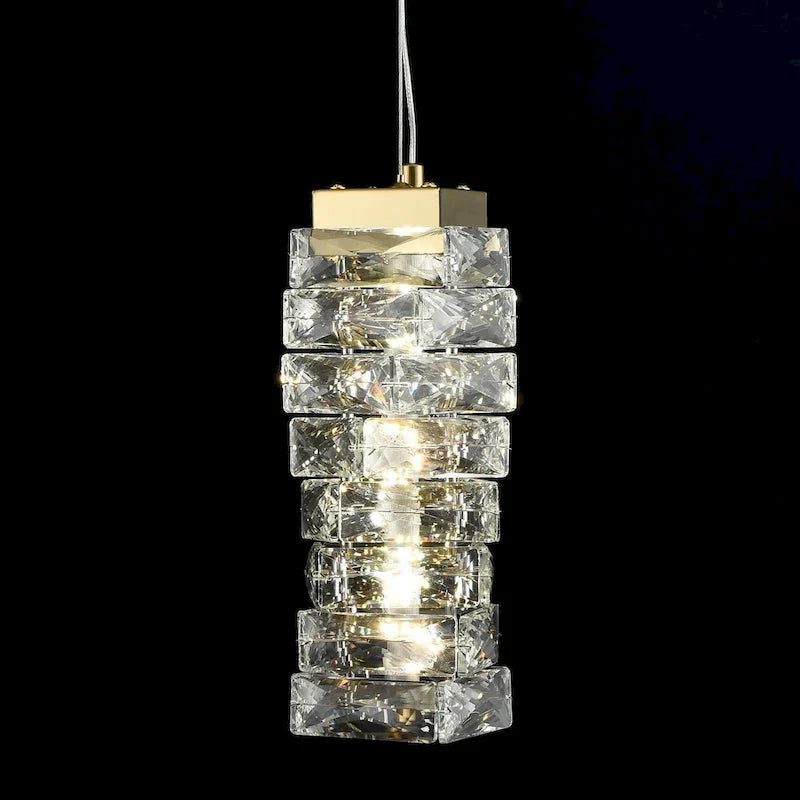 Suspension moderne Burano Mini Crystal, LED dorée 8 W, 4000 K - Laiton