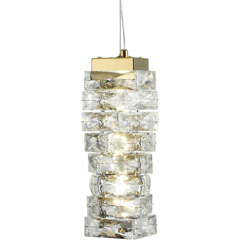 Suspension moderne Burano Mini Crystal, LED dorée 8 W, 4000 K - Laiton