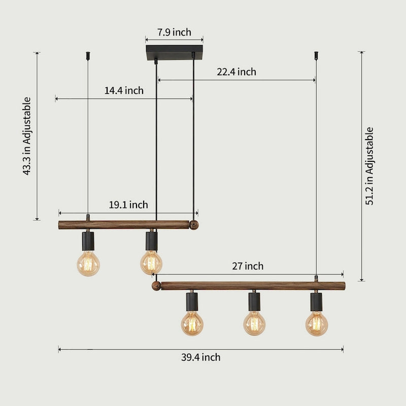 Suspension pour îlot de cuisine à 5 lumières [ampoule non incluse]