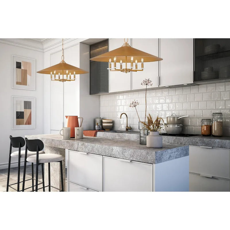 Suspension Z-Lite 1953-32 Rialto à 6 lumières, 81 cm de large