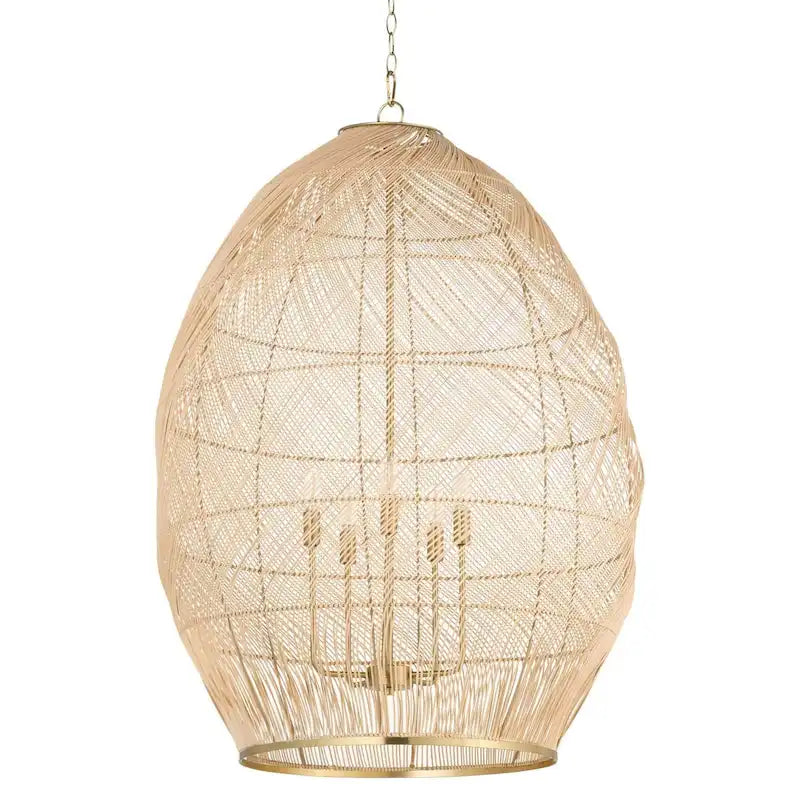 Suspension Quorum International 6901-5 en rotin, 5 lumières, 71 cm de large