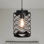 CurveCurio 7  Wave Design Matte Black Modern Industrial Pendant Light Single Light-E26 Base - 7  * 7  * 14 
