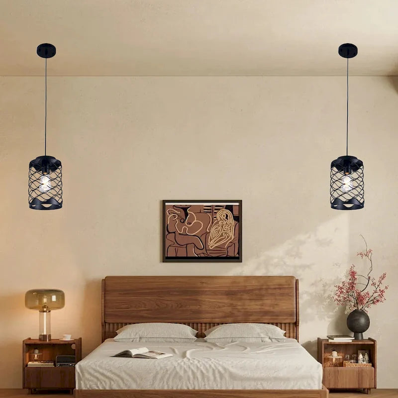 Suspension CurveCurio 7 Wave Design Noir Mat Style Industriel Moderne - Culot E26 - 7 x 7 x 14