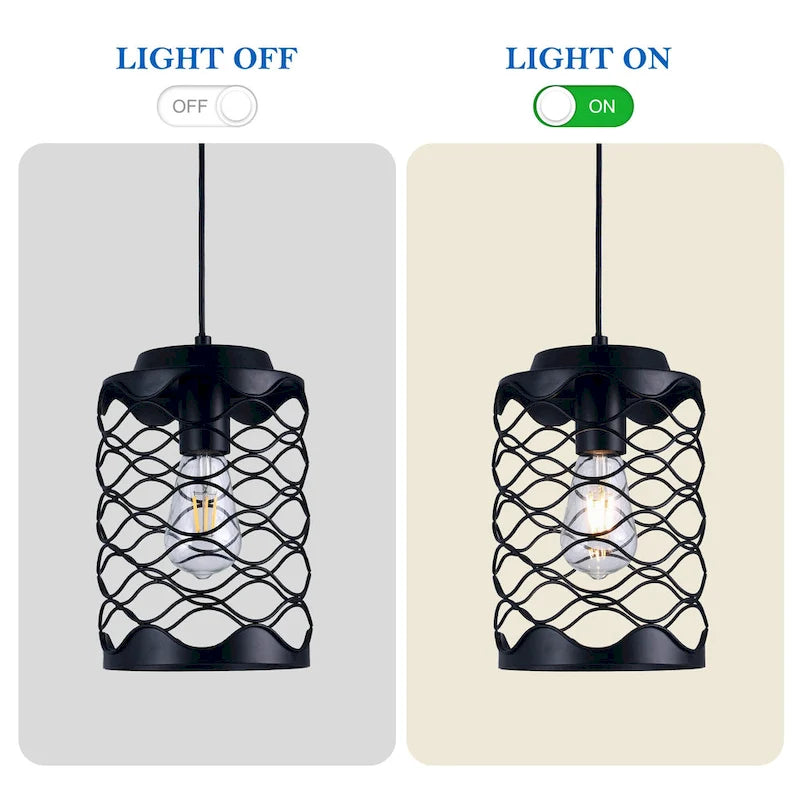 Suspension CurveCurio 7 Wave Design Noir Mat Style Industriel Moderne - Culot E26 - 7 x 7 x 14