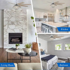 Ventilateur de plafond 65 pouces (165 cm) en cristal chromé, 8 pales, 3 lumières avec abat-jour en cristal, moteur CC silencieux avec télécommande