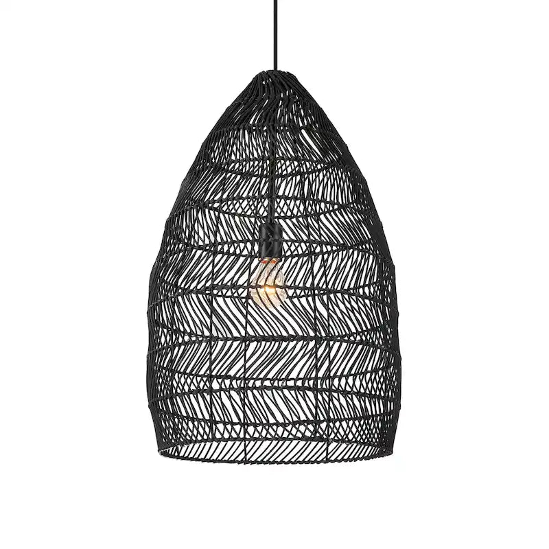 Suspension Uttermost 21588 Nandi 15 pouces de large avec abat-jour en rotin