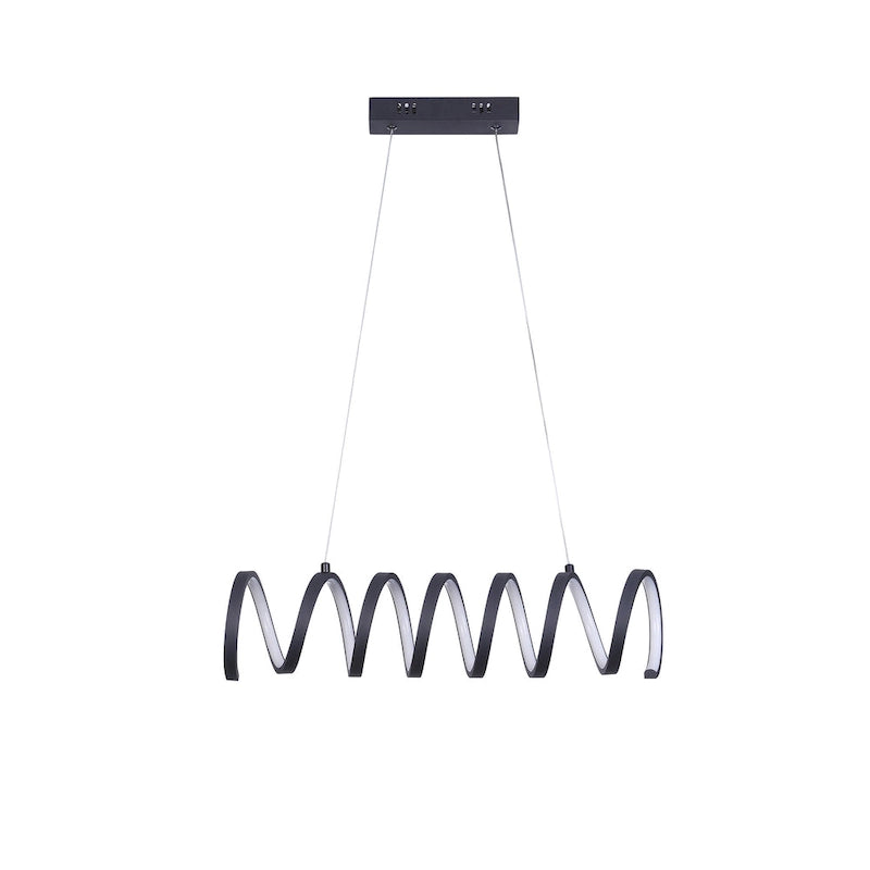 Modern Ceiling Pendant Light, Suspended Aluminum Spiral Loop, 23 Inch