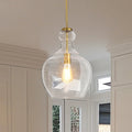 Tasio Brass Pendant Light with Clear Decanter Glass Shade