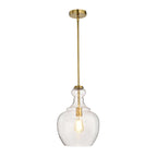 Suspension Tasio en laiton avec abat-jour en verre transparent en forme de carafe