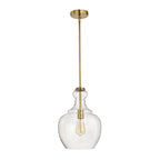 Suspension Tasio en laiton avec abat-jour en verre transparent en forme de carafe