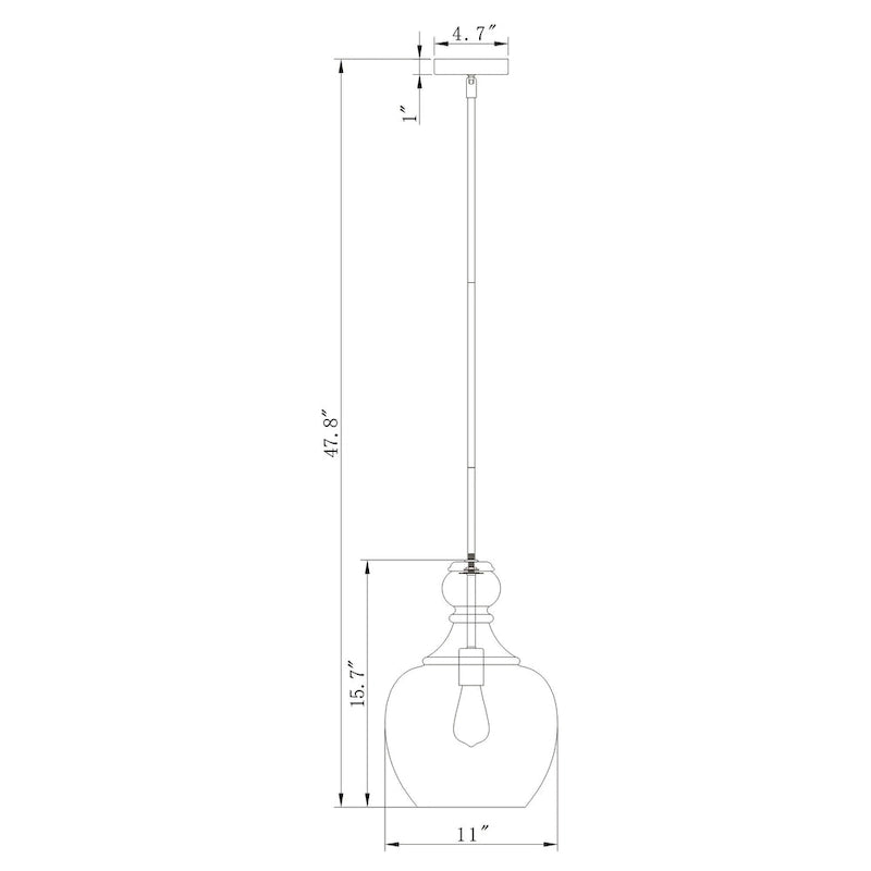 Suspension Tasio en laiton avec abat-jour en verre transparent en forme de carafe