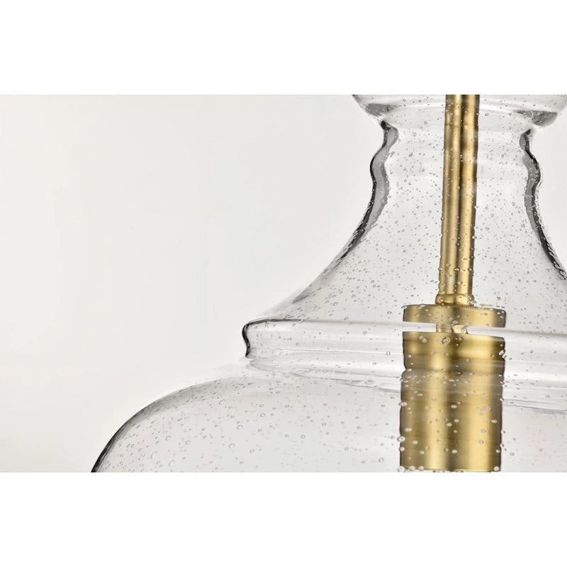 Suspension Tasio en laiton avec abat-jour en verre transparent en forme de carafe