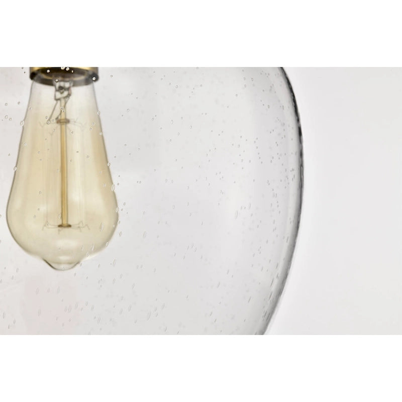 Suspension Tasio en laiton avec abat-jour en verre transparent en forme de carafe