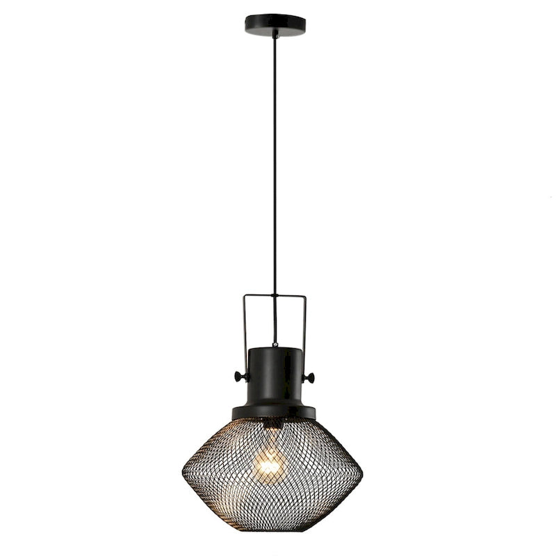 Lustre industriel HOMCOM avec chaîne de suspension réglable, base ronde en métal à fixer au plafond, noir