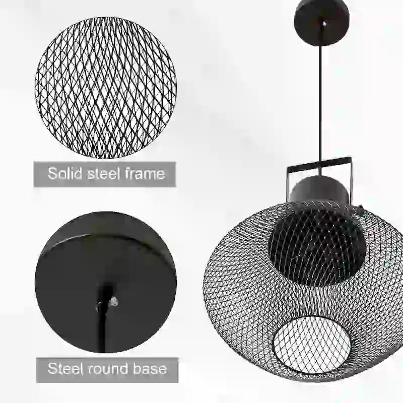 Lustre industriel HOMCOM avec chaîne de suspension réglable, base ronde en métal à fixer au plafond, noir