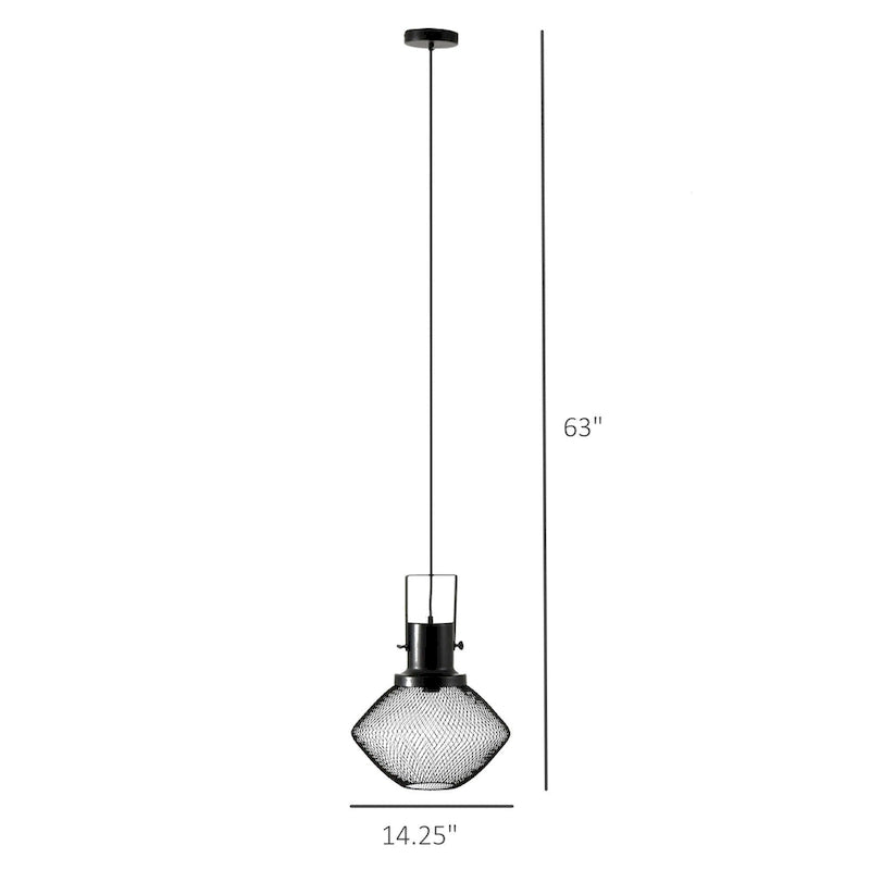 Lustre industriel HOMCOM avec chaîne de suspension réglable, base ronde en métal à fixer au plafond, noir