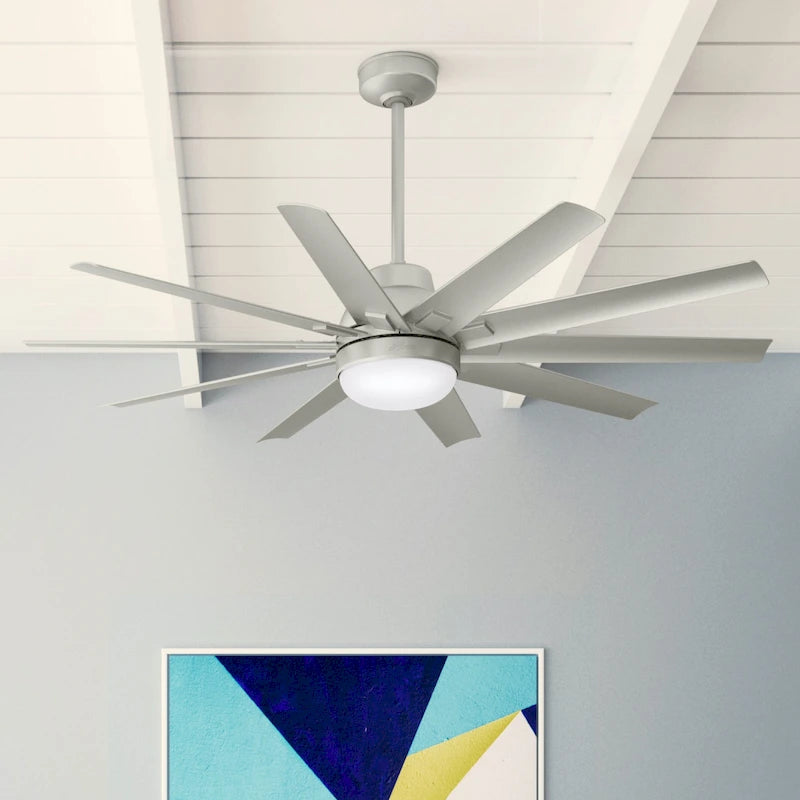 Ventilateur de plafond Hunter 60 Overton pour milieux humides, avec éclairage LED et commande murale - Style moulin à vent, transitionnel, moderne - ENERGY STAR