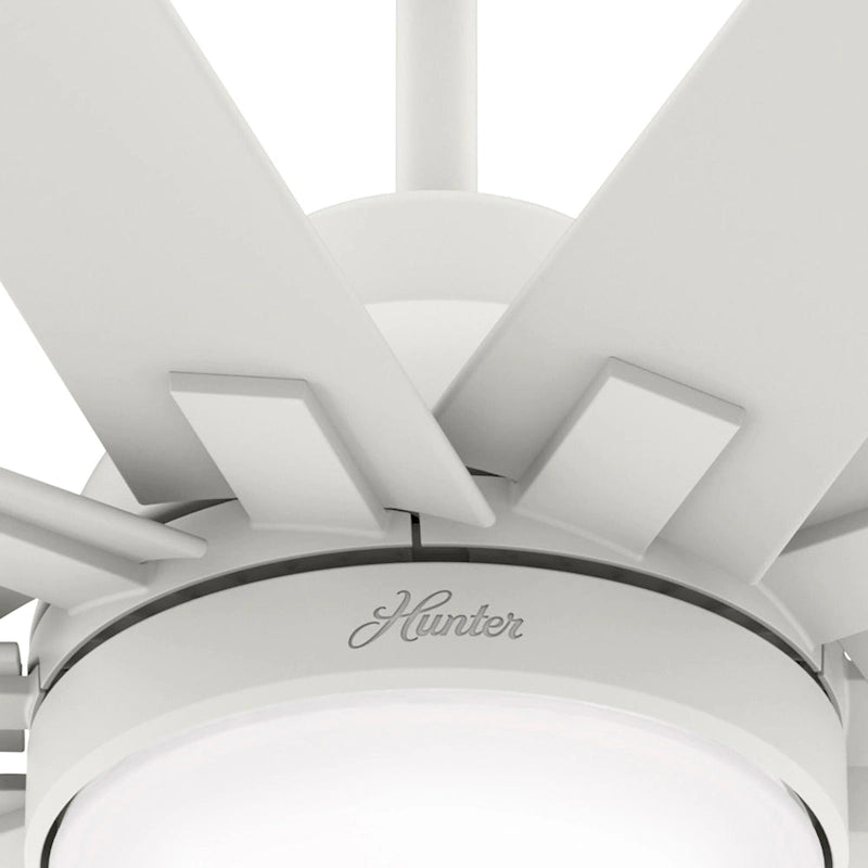 Ventilateur de plafond Hunter 60 Overton pour milieux humides, avec éclairage LED et commande murale - Style moulin à vent, transitionnel, moderne - ENERGY STAR