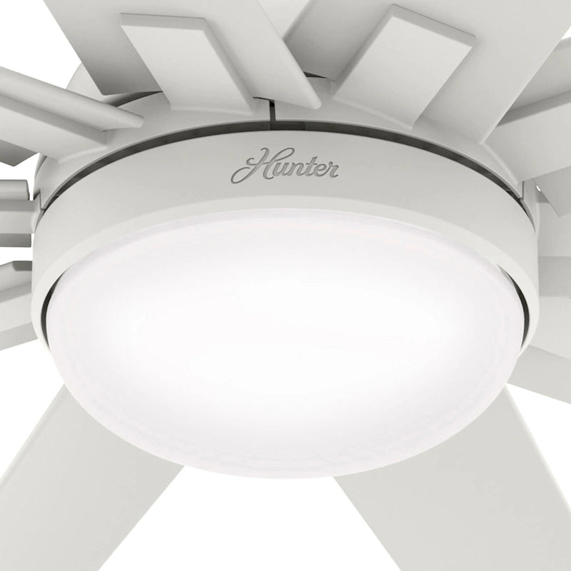Ventilateur de plafond Hunter 60 Overton pour milieux humides, avec éclairage LED et commande murale - Style moulin à vent, transitionnel, moderne - ENERGY STAR
