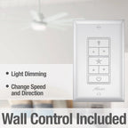 Ventilateur de plafond Hunter 60 Overton pour milieux humides, avec éclairage LED et commande murale - Style moulin à vent, transitionnel, moderne - ENERGY STAR