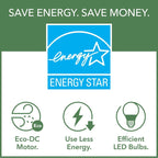 Ventilateur de plafond Hunter 60 Overton pour milieux humides, avec éclairage LED et commande murale - Style moulin à vent, transitionnel, moderne - ENERGY STAR