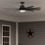Ventilateur de plafond Hunter 60 Overton pour milieux humides, avec éclairage LED et commande murale - Style moulin à vent, transitionnel, moderne - ENERGY STAR