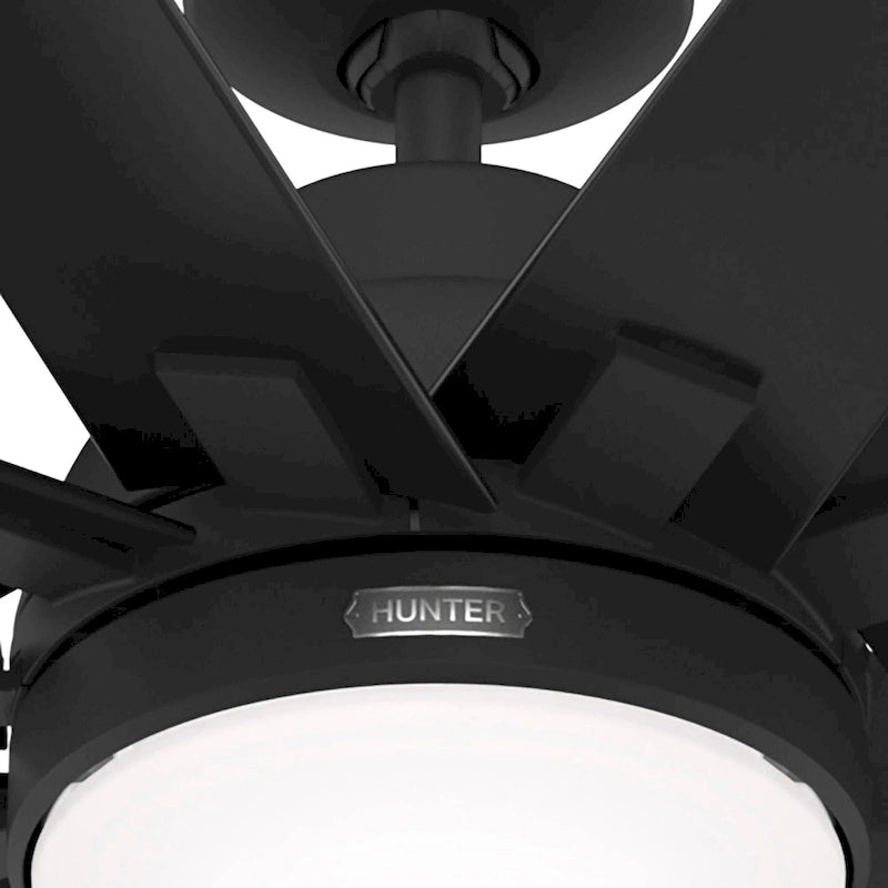 Ventilateur de plafond Hunter 60 Overton pour milieux humides, avec éclairage LED et commande murale - Style moulin à vent, transitionnel, moderne - ENERGY STAR