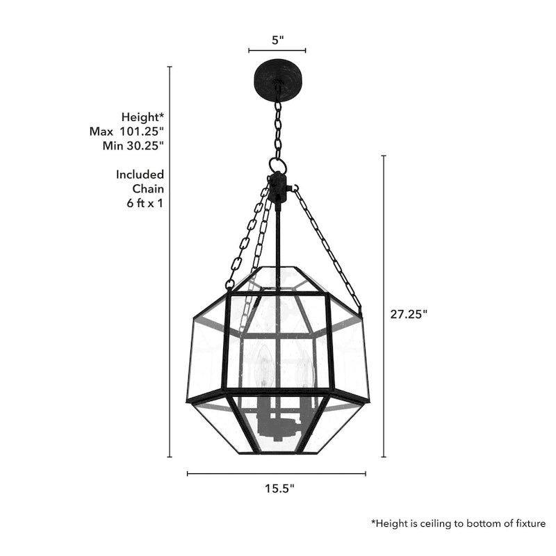 Suspension Hunter 15 Indria à 3 lumières - Salle à manger, Îlot, Entrée - Style industriel, transitionnel, géométrique