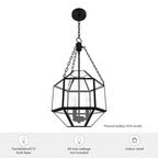 Suspension Hunter 15 Indria à 3 lumières - Salle à manger, Îlot, Entrée - Style industriel, transitionnel, géométrique