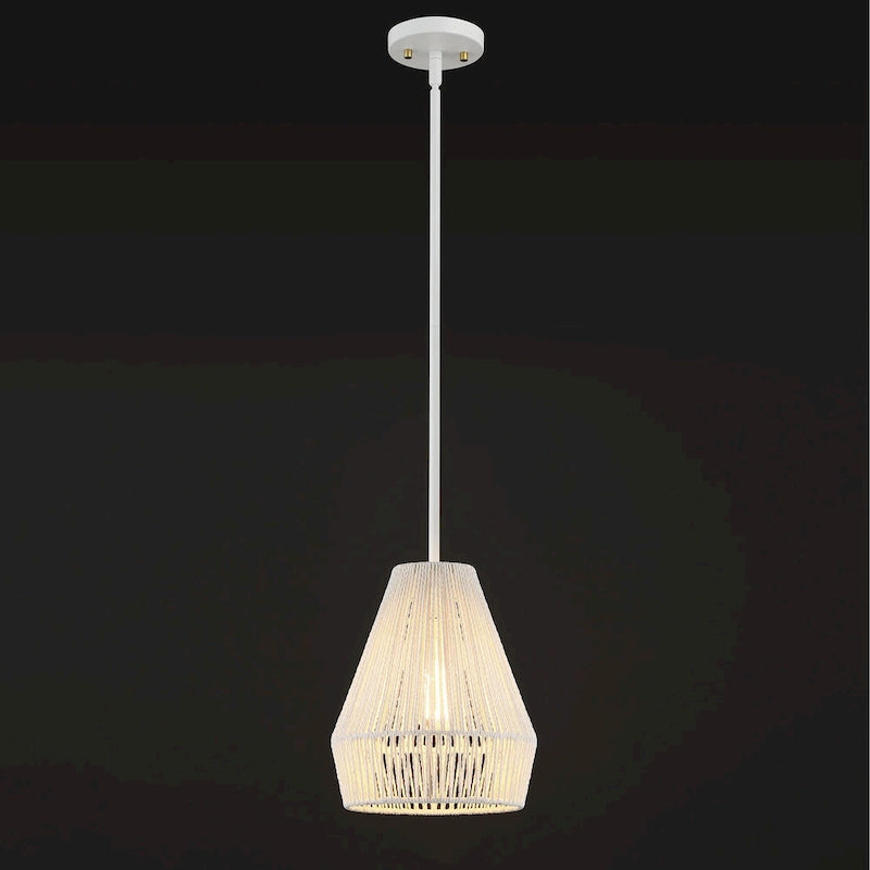 Suspension Acroma 1 lumière style ferme côtière en rotin pour îlot de cuisine - Non disponible