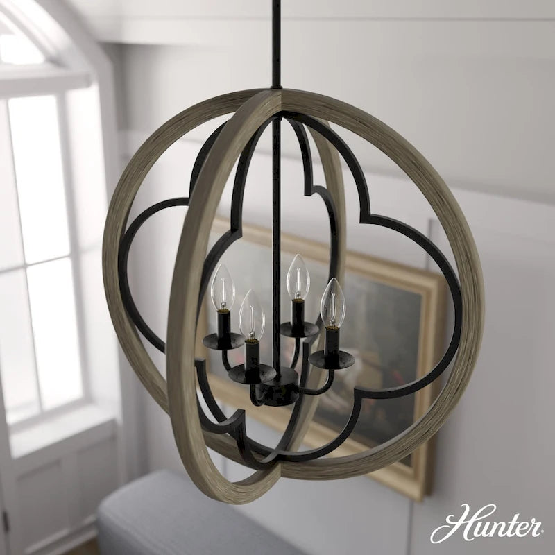 Hunter 24  Gablecrest 4-Light Pendant - Kitchen Island, Dining Room, Entry - Farmhouse, Transitional, French Country, Distressed