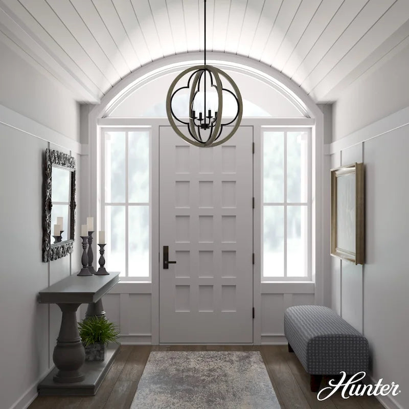 Suspension Hunter 24 Gablecrest à 4 lumières - Îlot de cuisine, salle à manger, entrée - Style campagnard, transitionnel, campagne française, aspect vieilli