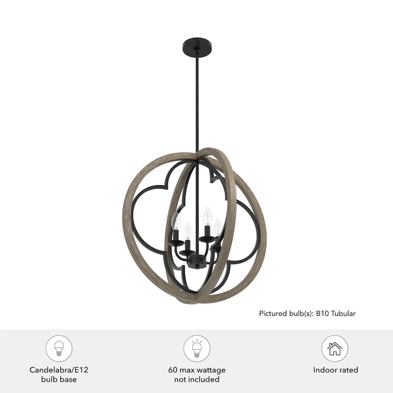 Suspension Hunter 24 Gablecrest à 4 lumières - Îlot de cuisine, salle à manger, entrée - Style campagnard, transitionnel, campagne française, aspect vieilli