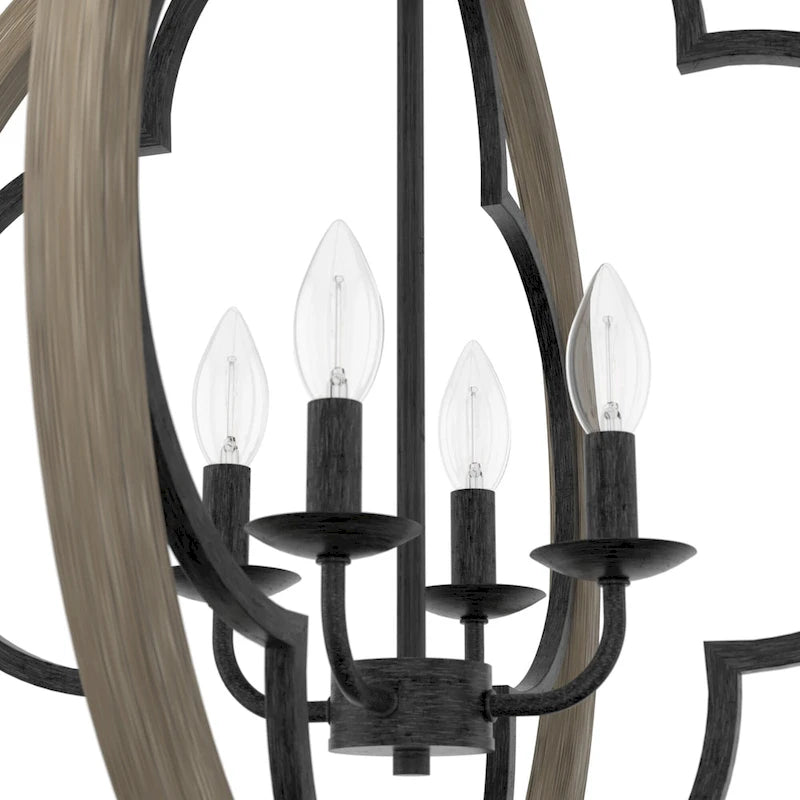 Suspension Hunter 24 Gablecrest à 4 lumières - Îlot de cuisine, salle à manger, entrée - Style campagnard, transitionnel, campagne française, aspect vieilli