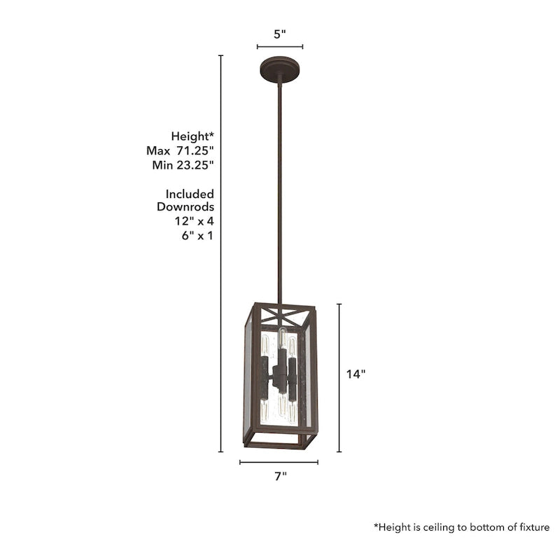Suspension Hunter Felipe à 6 lumières avec verre clair bullé, style ferme moderne et industriel – Îlot, salle à manger, entrée, chambre, couloir